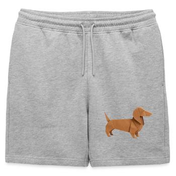 Origami Teckel Noble Brown - Short de survêtement homme premium - gris chiné - Devant - AI Model Male 178 light (178cm)