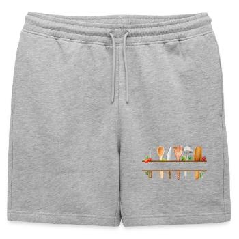 Personalized watercolor kitchen gift - Mens' Premium Organic Sweatshorts - heather grey - Front - AI Model Male 178 light (178cm)