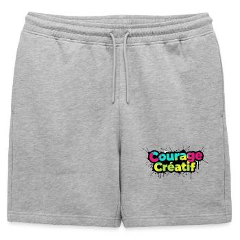 Courage Créatif Typographie colorée - Short de survêtement homme premium - gris chiné - Devant - AI Model Male 178 light (178cm)