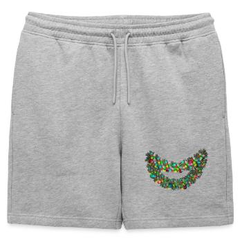 Conférences Tazz | Sourire joyeux guirlande de néons - Short de survêtement homme premium - gris chiné - Devant - AI Model Male 178 light (178cm)