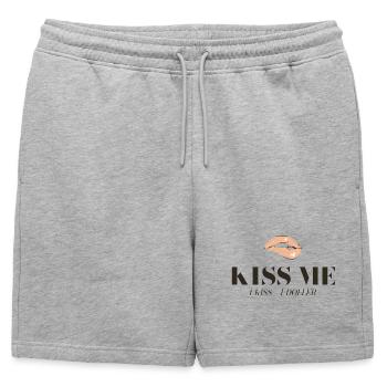 Motif du baiser : Lèvres et slogan du dollar - Short de survêtement homme premium - gris chiné - Devant - AI Model Male 178 light (178cm)