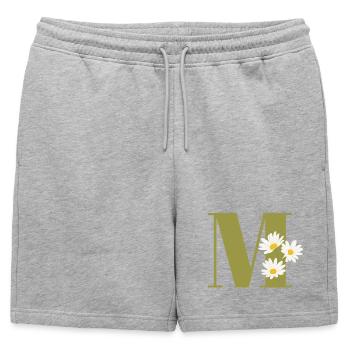 Lettre m vert marguerites - Short de survêtement homme premium - gris chiné - Devant - AI Model Male 178 light (178cm)