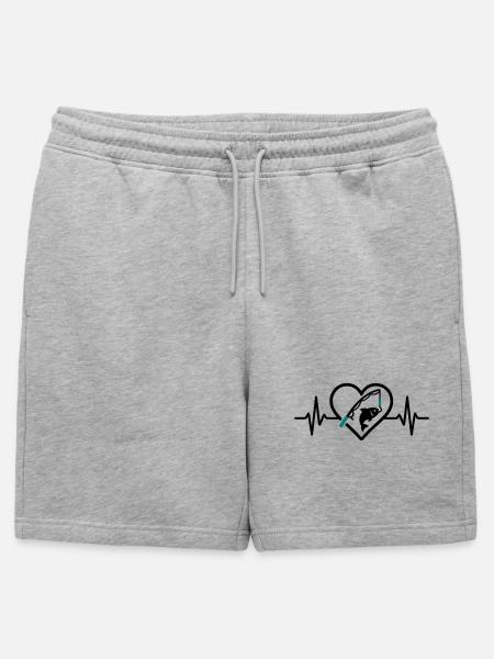 Fishing Heart Fish Nature Passion - Mens' Premium Organic Sweatshorts - heather grey