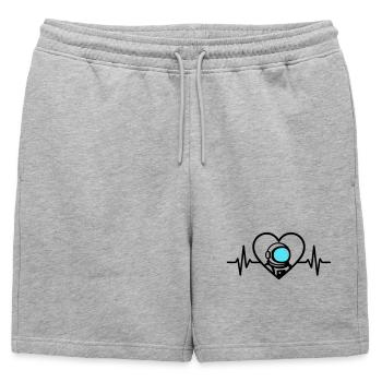 Astronaut Heart Space Travel Cosmos Helmet - Mens' Premium Organic Sweatshorts - heather grey - Front - AI Model Male 178 light (178cm)