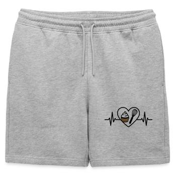 Pâtisserie Coeur Fouet Dessert Sucré - Short de survêtement homme premium - gris chiné - Devant - AI Model Male 178 light (178cm)