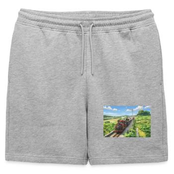 Dduallt Double Header - Mens' Premium Organic Sweatshorts - heather grey - Front - AI Model Male 178 light (178cm)