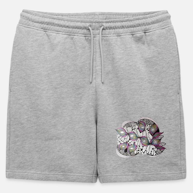 Peacock Feather Doodle Pattern - Mens' Premium Organic Sweatshorts - heather grey