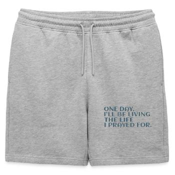 Un jour, je vivrai la vie pour laquelle j’ai prié - Short de survêtement homme premium - gris chiné - Devant - AI Model Male 178 light (178cm)