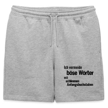 Evil Words - Mens' Premium Organic Sweatshorts - heather grey - Front - AI Model Male 178 light (178cm)