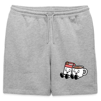 Café et cigarettes - Petit-déjeuner balkanique drôle - Short de survêtement homme premium - gris chiné - Devant - AI Model Male 178 light (178cm)