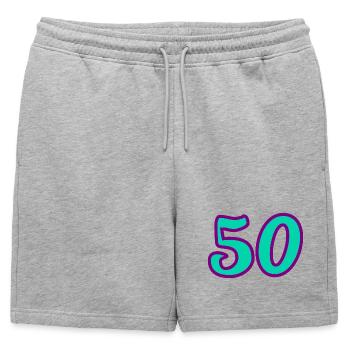 50. 50 ANS. 50e ANNIVERSAIRE. ANNIVERSAIRE 50 ANS. - Short de survêtement homme premium - gris chiné - Devant - AI Model Male 178 light (178cm)