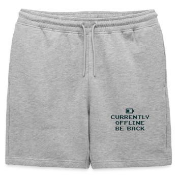 Actuellement hors ligne, je suis de retour batterie vide - Short de survêtement homme premium - gris chiné - Devant - AI Model Male 178 light (178cm)