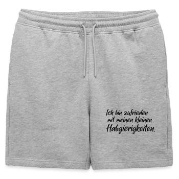 Greed - Mens' Premium Organic Sweatshorts - heather grey - Front - AI Model Male 178 light (178cm)