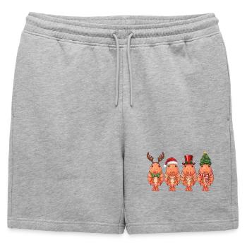 Shrimp Santa Claus Christmas Lights - Mens' Premium Organic Sweatshorts - heather grey - Front - AI Model Male 178 light (178cm)