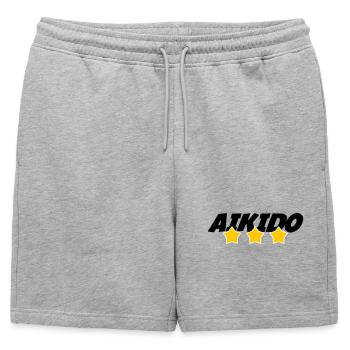 Aikido - Martial Art - Aikido - Mens' Premium Organic Sweatshorts - heather grey - Front - AI Model Male 178 light (178cm)
