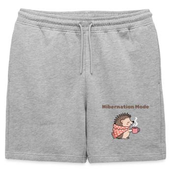 Hibernation Mode - Cute Hedgehog with Hot Drink - Short de survêtement homme premium - gris chiné - Devant - AI Model Male 178 light (178cm)