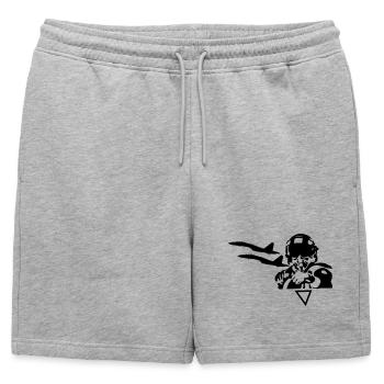 Pilot - Männer Premium Organic Sweatshorts - Grau meliert - Vorne - AI Model Male 178 light (178cm)