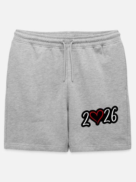 2026 Herz - Männer Premium Organic Sweatshorts - Grau meliert
