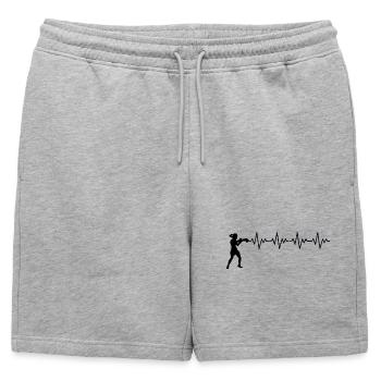 Boxerin Boxen EKG Herzschlag Herzfrequenz - Männer Premium Organic Sweatshorts - Grau meliert - Vorne - AI Model Male 178 light (178cm)
