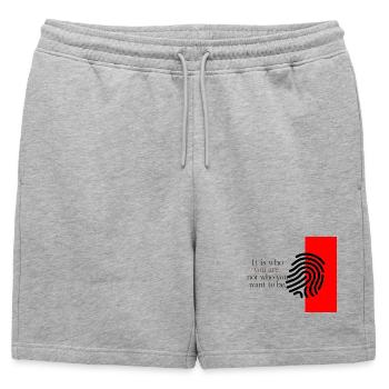 Contraste d’empreintes digitales pour le vrai toi - Short de survêtement homme premium - gris chiné - Devant - AI Model Male 178 light (178cm)