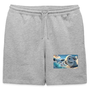 Un lapin de neige mignon avec des cristaux de glace - Short de survêtement homme premium - gris chiné - Devant - AI Model Male 178 light (178cm)