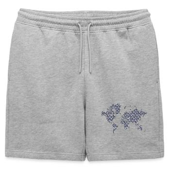 Carte du monde Décor floral noir et blanc - Short de survêtement homme premium - gris chiné - Devant - AI Model Male 178 light (178cm)