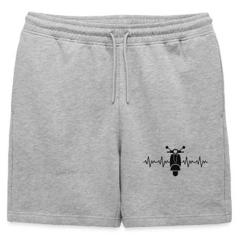 Mobylette, scooter, ECG, battement cardiaque, fréquence cardiaque - Short de survêtement homme premium - gris chiné - Devant - AI Model Male 178 light (178cm)