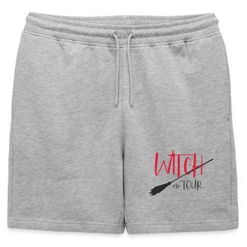 Logo de la Sorcière en tournée - Short de survêtement homme premium - gris chiné - Devant - AI Model Male 178 light (178cm)