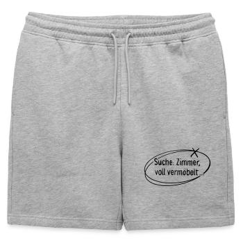 Salle de fouille, complètement amoché - Short de survêtement homme premium - gris chiné - Devant - AI Model Male 178 light (178cm)