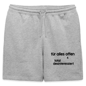 Desinteressiert - Männer Premium Organic Sweatshorts - Grau meliert - Vorne - AI Model Male 178 light (178cm)