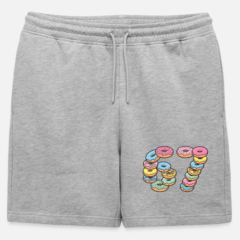 Pastel Donut Stack 67 Pattern - Mens' Premium Organic Sweatshorts - heather grey