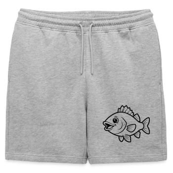 Page de coloriage de bandes dessinées Poisson Perch Mignon - Short de survêtement homme premium - gris chiné - Devant - AI Model Male 178 light (178cm)
