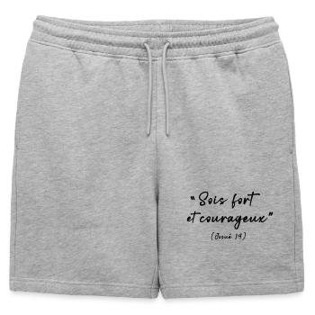 Sois fort et courageux (Josué 1:9) - Short de survêtement homme premium - gris chiné - Devant - AI Model Male 178 light (178cm)