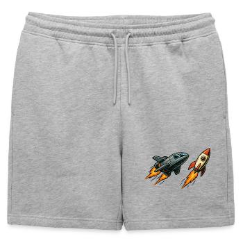 Rocket Sprint Cartoon Space - Mens' Premium Organic Sweatshorts - heather grey - Front - AI Model Male 178 light (178cm)