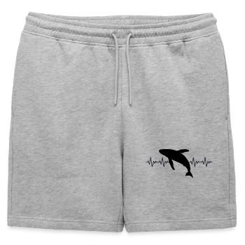 Battement cardiaque ECG de baleine - Short de survêtement homme premium - gris chiné - Devant - AI Model Male 178 light (178cm)