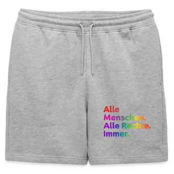 All People All Rights Always Statement - Mens' Premium Organic Sweatshorts - heather grey - Front - AI Model Male 178 light (178cm)