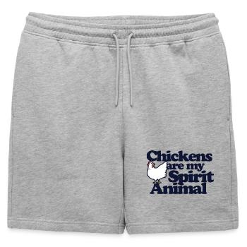 Les poules sont mon animal spirituel - Short de survêtement homme premium - gris chiné - Devant - AI Model Male 178 light (178cm)