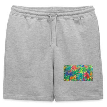 Motif tropical des palmiers - Short de survêtement homme premium - gris chiné - Devant - AI Model Male 178 light (178cm)