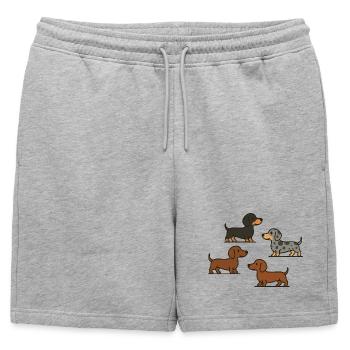Dachshund Quartet: Spotted & Solid - Mens' Premium Organic Sweatshorts - heather grey - Front - AI Model Male 178 light (178cm)