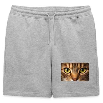 Cat Eye Close Up - Mens' Premium Organic Sweatshorts - heather grey - Front - AI Model Male 178 light (178cm)