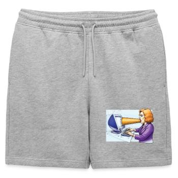 COMPUTER ADDICT WOMAN - geek & scifi - Mens' Premium Organic Sweatshorts - heather grey - Front - AI Model Male 178 light (178cm)