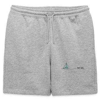 Silhouette de voilier en style nautique - Short de survêtement homme premium - gris chiné - Devant - AI Model Male 178 light (178cm)