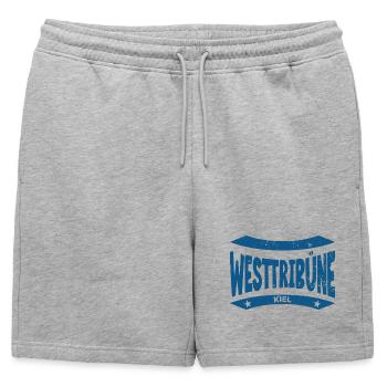 Sweat à capuche, casquette et mug du stade de Kiel, tribune ouest - Short de survêtement homme premium - gris chiné - Devant - AI Model Male 178 light (178cm)