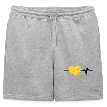 Cheese is my life, heartbeat, cheese lover - Mens' Premium Organic Sweatshorts - heather grey - Front - AI Model Male 178 light (178cm)
