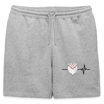 Bowling is my life, heartbeat, strike - Mens' Premium Organic Sweatshorts - heather grey - Front - AI Model Male 178 light (178cm)