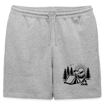Camp nature sous tente - Short de survêtement homme premium - gris chiné - Devant - AI Model Male 178 light (178cm)