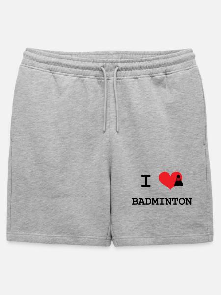 I love badminton - Mens' Premium Organic Sweatshorts - heather grey