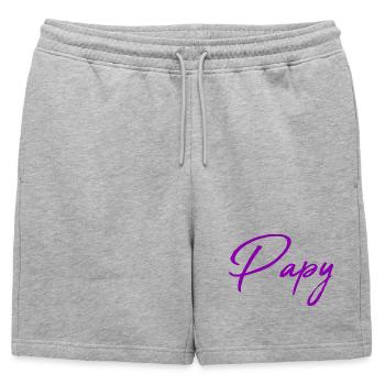 PAPY. PAPA. FÊTE DES PÈRES. BONNE FÊTE PAPA - Short de survêtement homme premium - gris chiné - Devant - AI Model Male 178 light (178cm)