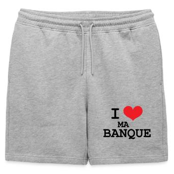 J’aime ma banque - Short de survêtement homme premium - gris chiné - Devant - AI Model Male 178 light (178cm)
