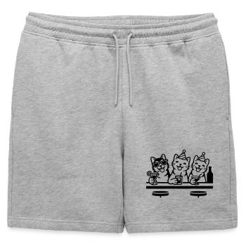 Fête Chats Gueule de bois Bar Boire - Short de survêtement homme premium - gris chiné - Devant - AI Model Male 178 light (178cm)